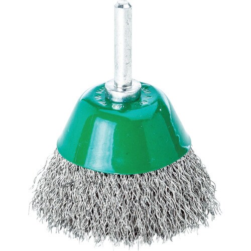 軸付カップ型ブラシ ステンレス波線0.3 Φ50