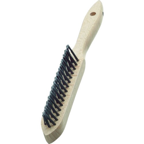 3行リベット木柄ハンドブラシ 鋼線