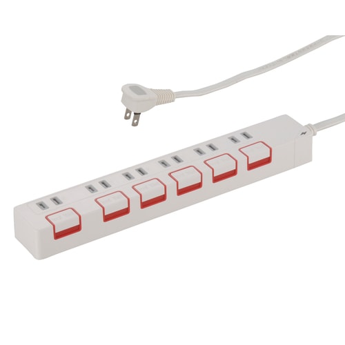 6口2.5mタップ雷PUSHSW