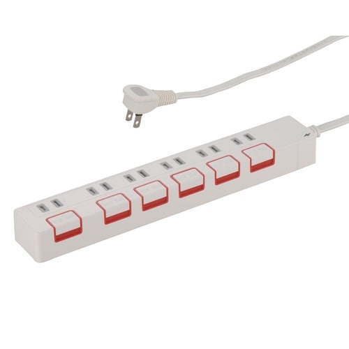 6口1.5mタップ雷PUSHSW