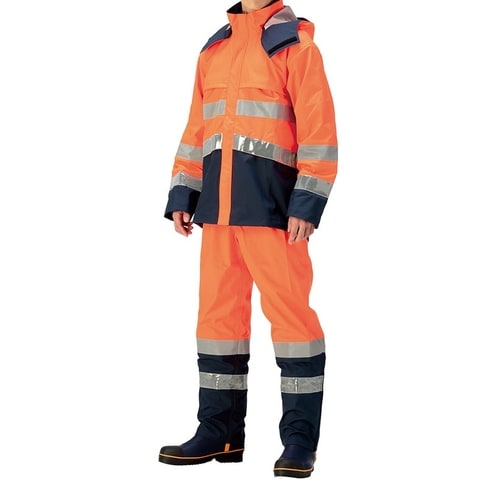 高視認性雨衣 M8920上下 蛍光オレンジ SS