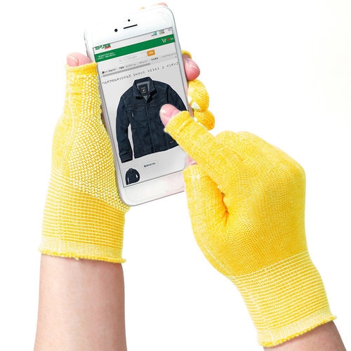 手袋 スライドタッチeks イエロー L