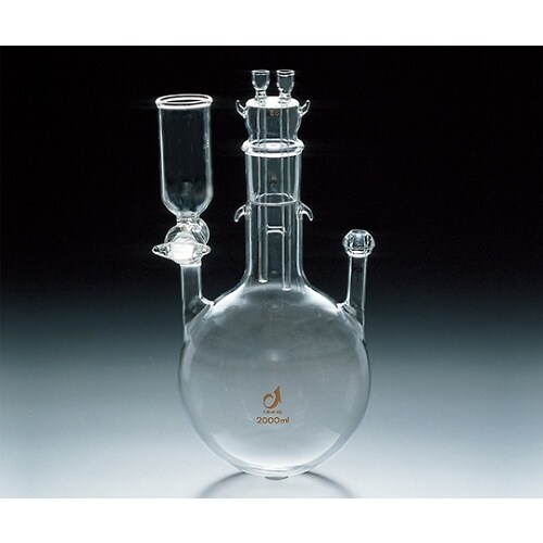 三ッ口フラスコ水蒸気蒸留B型CAP付透