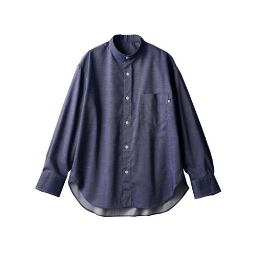 ワイドシャツ 長袖 ネイビー LL
