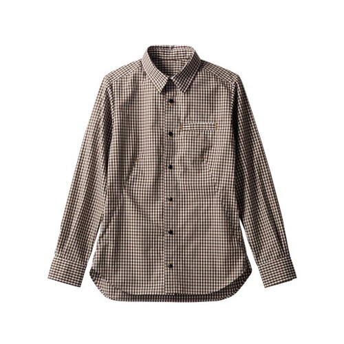 シャツ 長袖 ブラウンチェック M