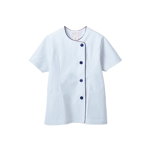 女子調理衣 半袖 サックス 1−048 M