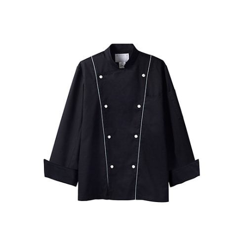 コックコート 兼用 長袖 黒/グレー M