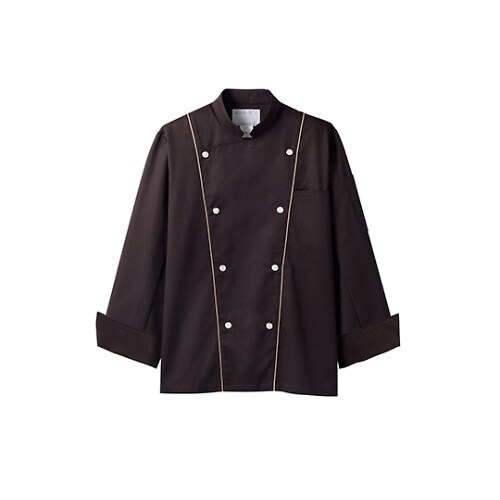 コックコート 兼用 長袖 濃茶/ベージュ 3L