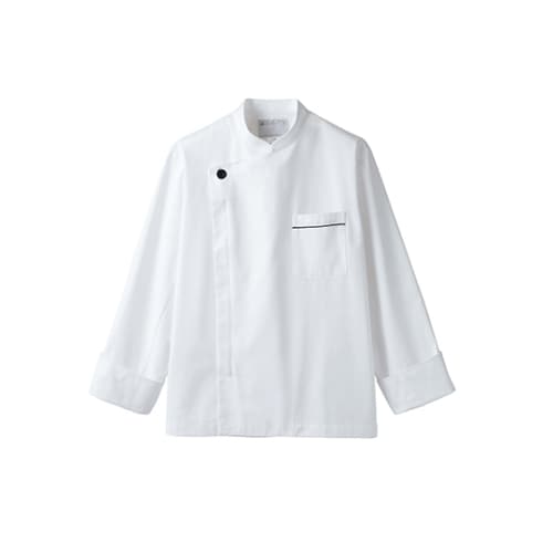 コックコート 男女兼用 長袖 白/黒6−941 M