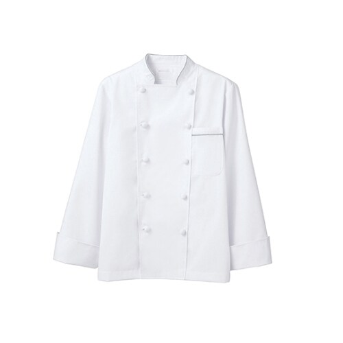 コックコート 男女兼用 長袖 白/グレー S