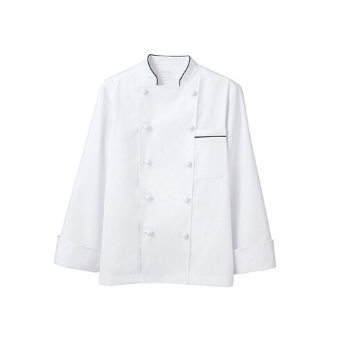 コックコート 男女兼用 長袖白/黒6−973 LL