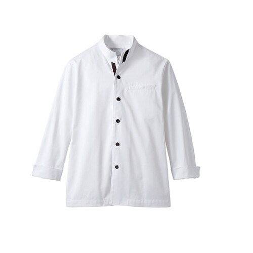 コックジャケット兼用 長袖 白/ブラウン L