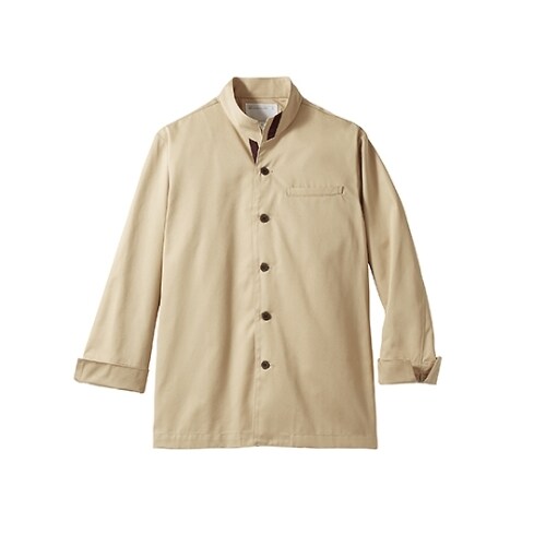 コックジャケット兼用 長袖 ベージュ茶 LL