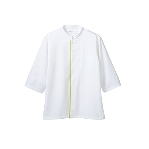 調理コート兼用7分袖ネット 白/グリーン 3L