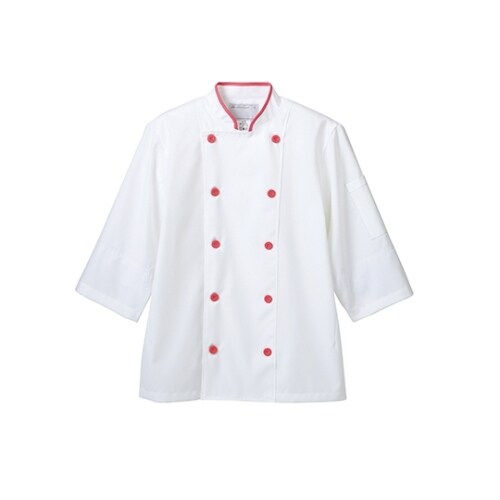 コックコート兼用7分袖ネット 白/ピンク 3L