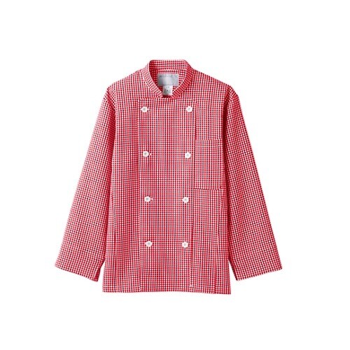 コックコート 男女兼用 長袖 赤チェック LL