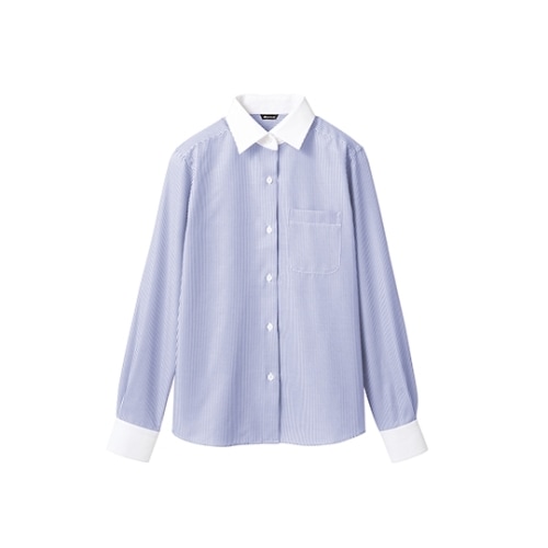 シャツ レディス 長袖 ブルーストライプ 13