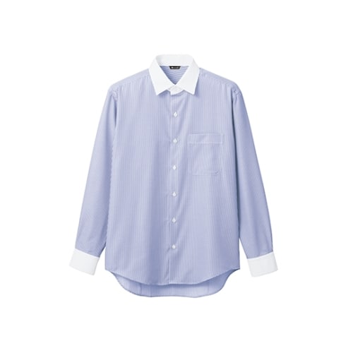シャツ メンズ 長袖 ブルーストライプ LL