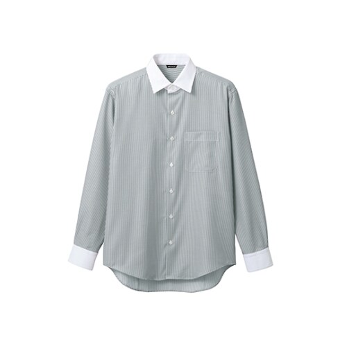シャツ メンズ 長袖 グレーストライプ 4L