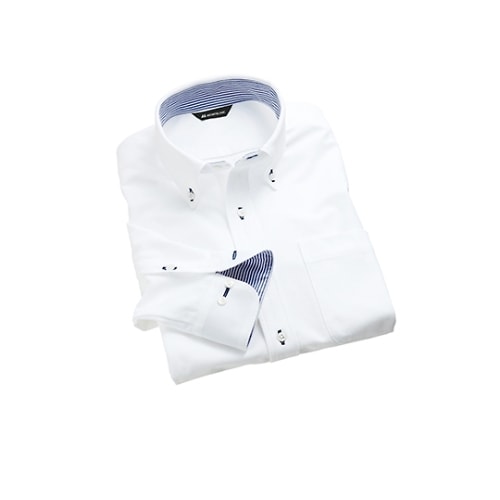 ニットシャツ 男女兼用 長袖 白/ブルー 3L