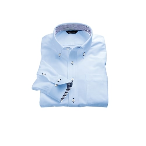 ニットシャツ 男女兼用 長袖 サックス 4L