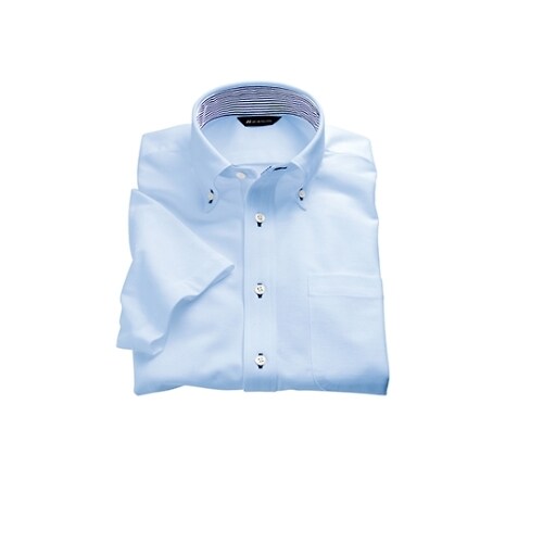 ニットシャツ 男女兼用 半袖 サックス S