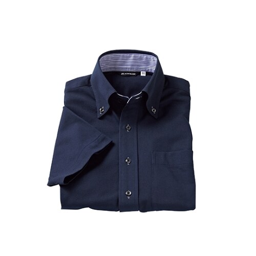 ニットシャツ 男女兼用 半袖 ネイビー 3L