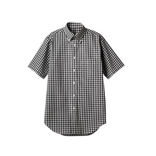 シャツ 半袖 黒チェック SS