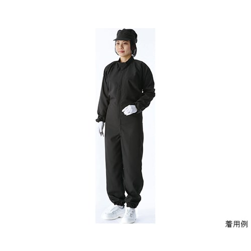 高い通気性で快適 ポケット付き続き服(黒)S