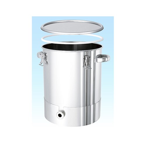 パッキン付底部勾配型ステンレス密閉容器 25L