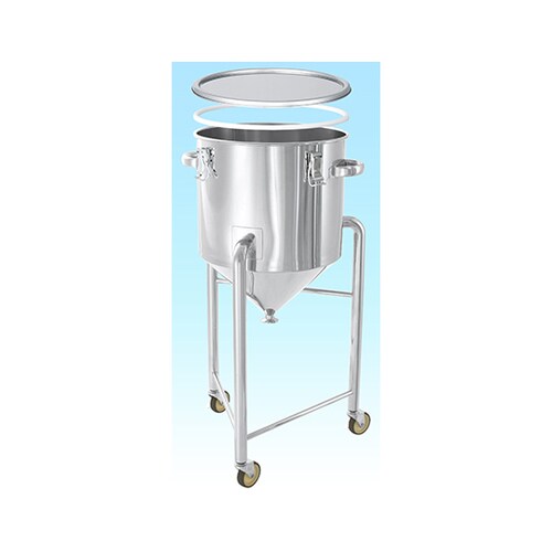 PTFEパッキン付ホッパー型密閉容器 脚付 80L