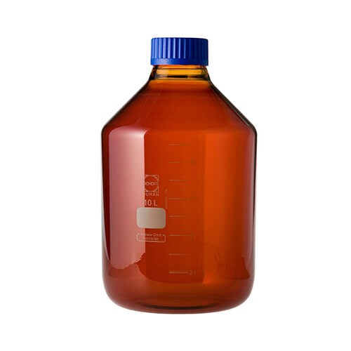 ねじ口びん 広口 茶褐色 青キャップ付 10L