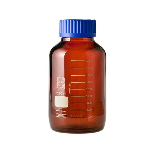 ねじ口びん 広口 茶褐色 青キャップ付 2L
