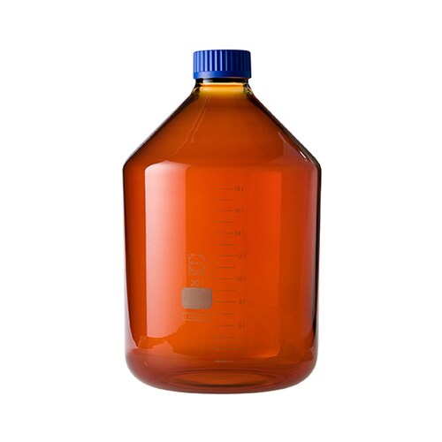 ねじ口びん 広口 茶褐色 青キャップ付 20L