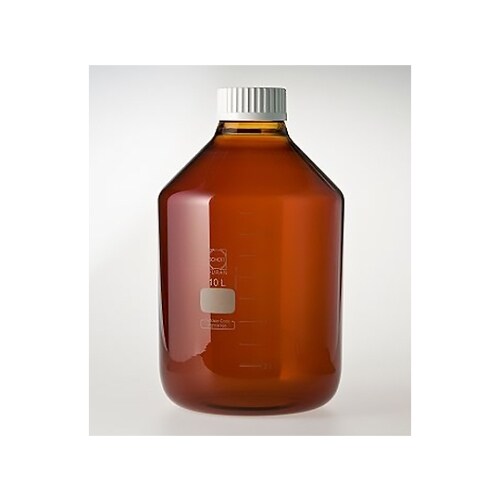 ねじ口びん 広口 茶褐色 白キャップ付 10L