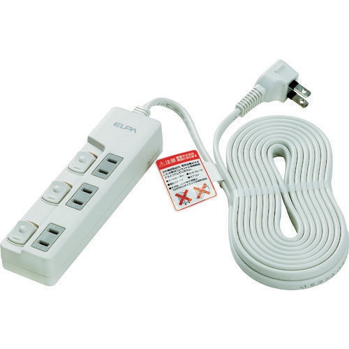 ELPA ランプレススイッチ付タップ3P5m