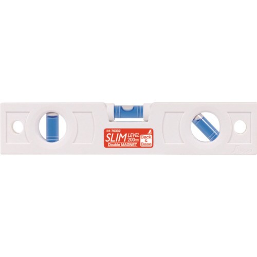 スリムレベル200mm白背面マグネット付