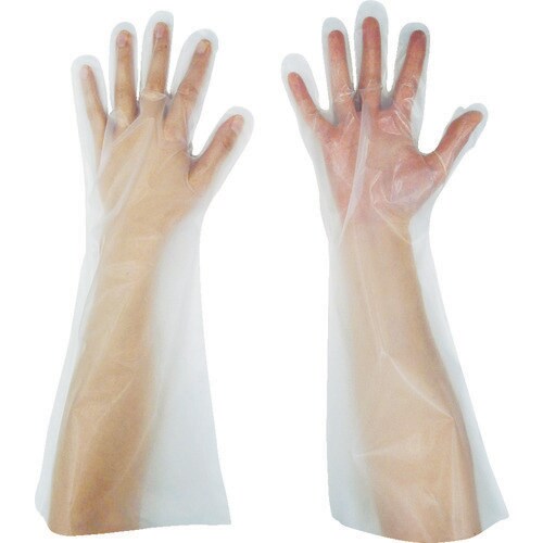 緊急災害対策用手袋ロング五本絞り L 半透明