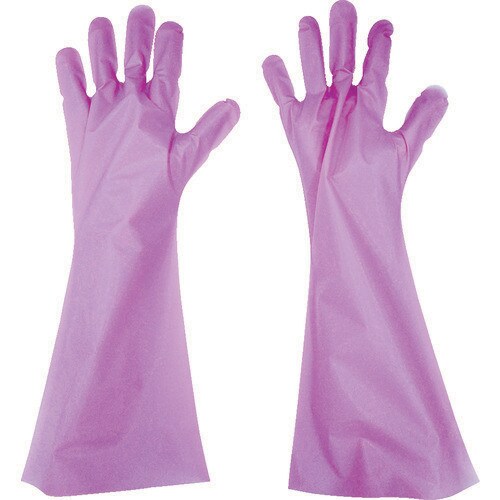 エンボス手袋ロング五本絞り ピンク L