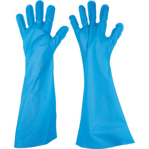 エンボス手袋ロング五本絞り ブルー S