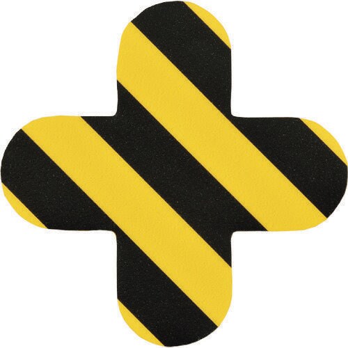 路面表示ステッカー 十字型 黄/黒 403035