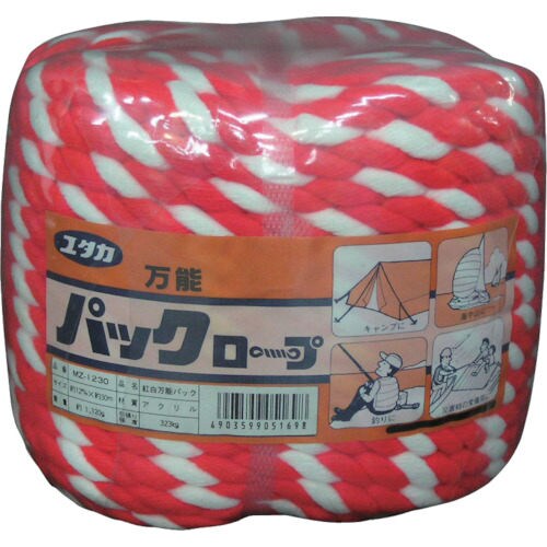 アクリルロープ万能パック 12φ×30m 紅白