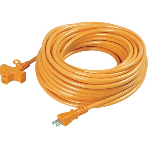十字トリプル延長コードアース無し20mオレンジ