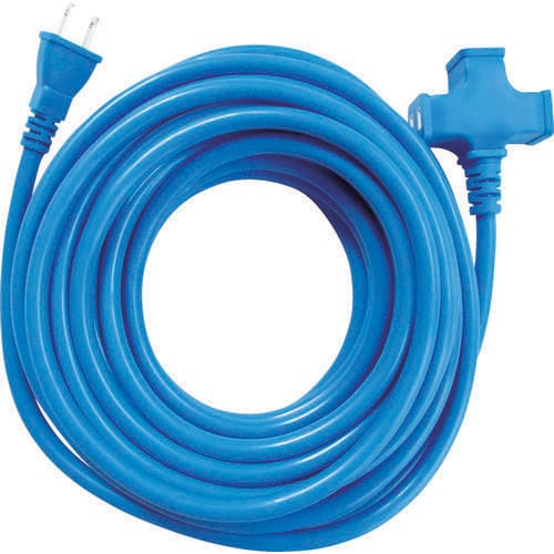 3個口超ソフト延長コードブルー