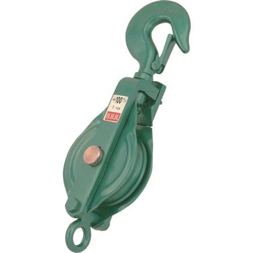 強力型滑車一車スナッチフック型75mm