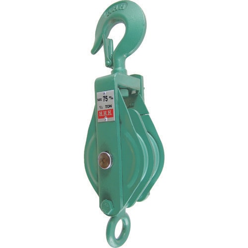 強力型滑車二車スナッチフック型75mm