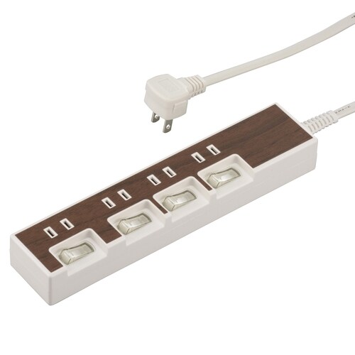 4口1.5m節電タップ木目T