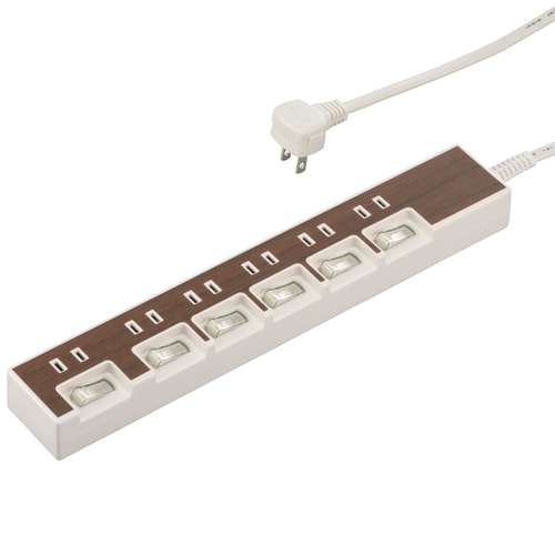 6口1.5m節電タップ木目T