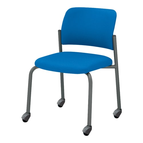 会議イス 100 布ブルー脚グレー硬床用