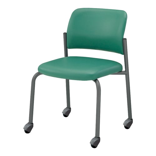 会議イス 100 グリーン脚グレー硬床用